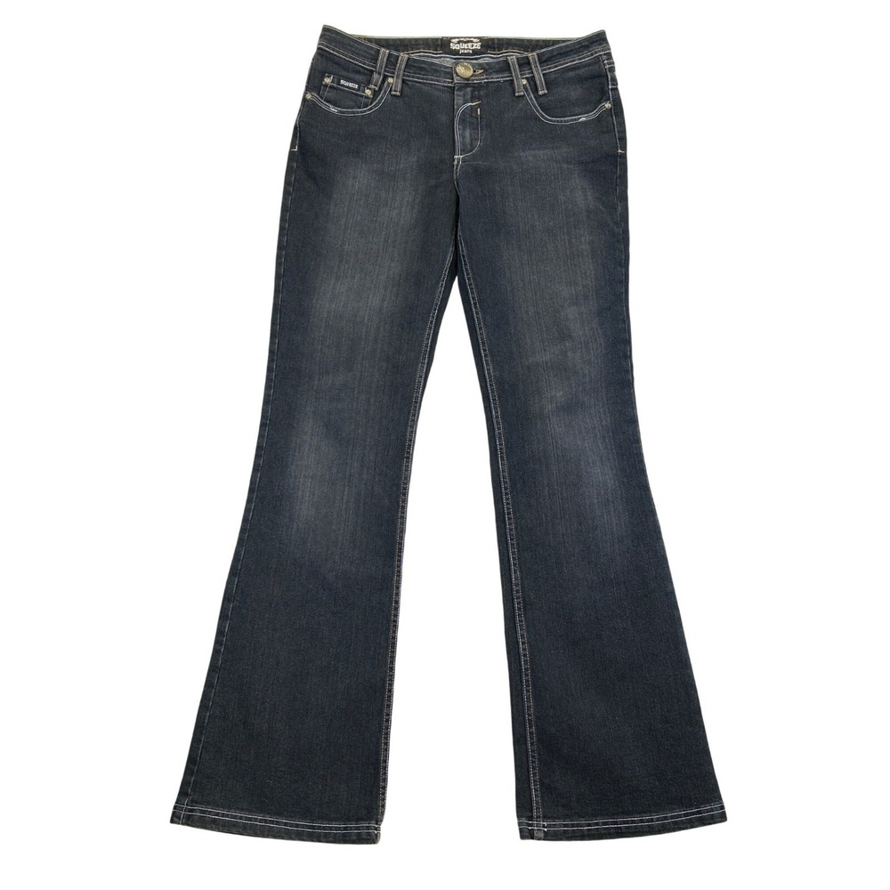 Squeeze Jeans Womens 11 Blue Denim Flare‎ Boot Cut Dark Wash